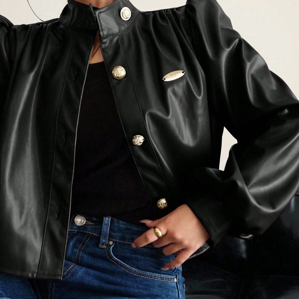 Black Casual Women Long Sleeve Buttoned Shirt - Picture 3 of 6